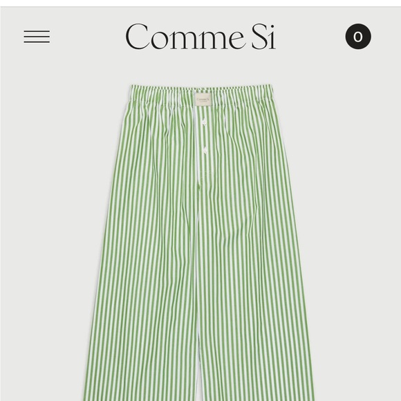 Viral! Comme Si La Boxer Alta, Cotton Poplin Green Martini Stripe Sold Out - Picture 3 of 6